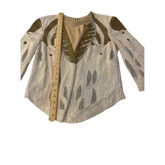 Haute Hippie (Serena Gossip Girl) Beaded Blazer Tan/ Gold XS Evening Jacket - Picture 7 of 16